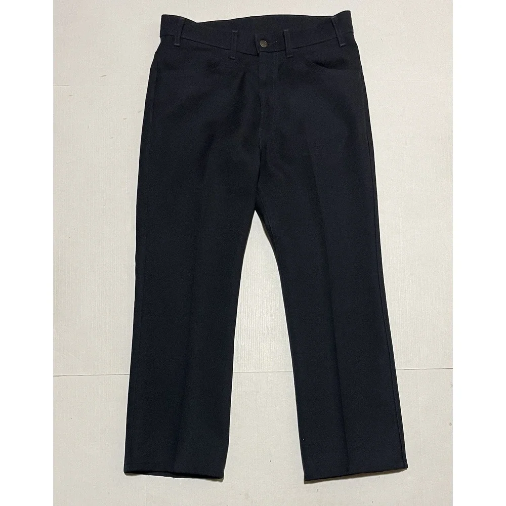 Vintage Levi's Mens Pants 33 X 26 Navy Blue Dacron Polyester Permanent Press